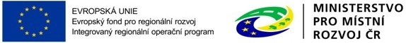 Logo "Evropská unie, Evropský fond pro regionální rozvoj, Integrovaný regionální operační program" a logo Ministerstva pro místní rozvoj ČR