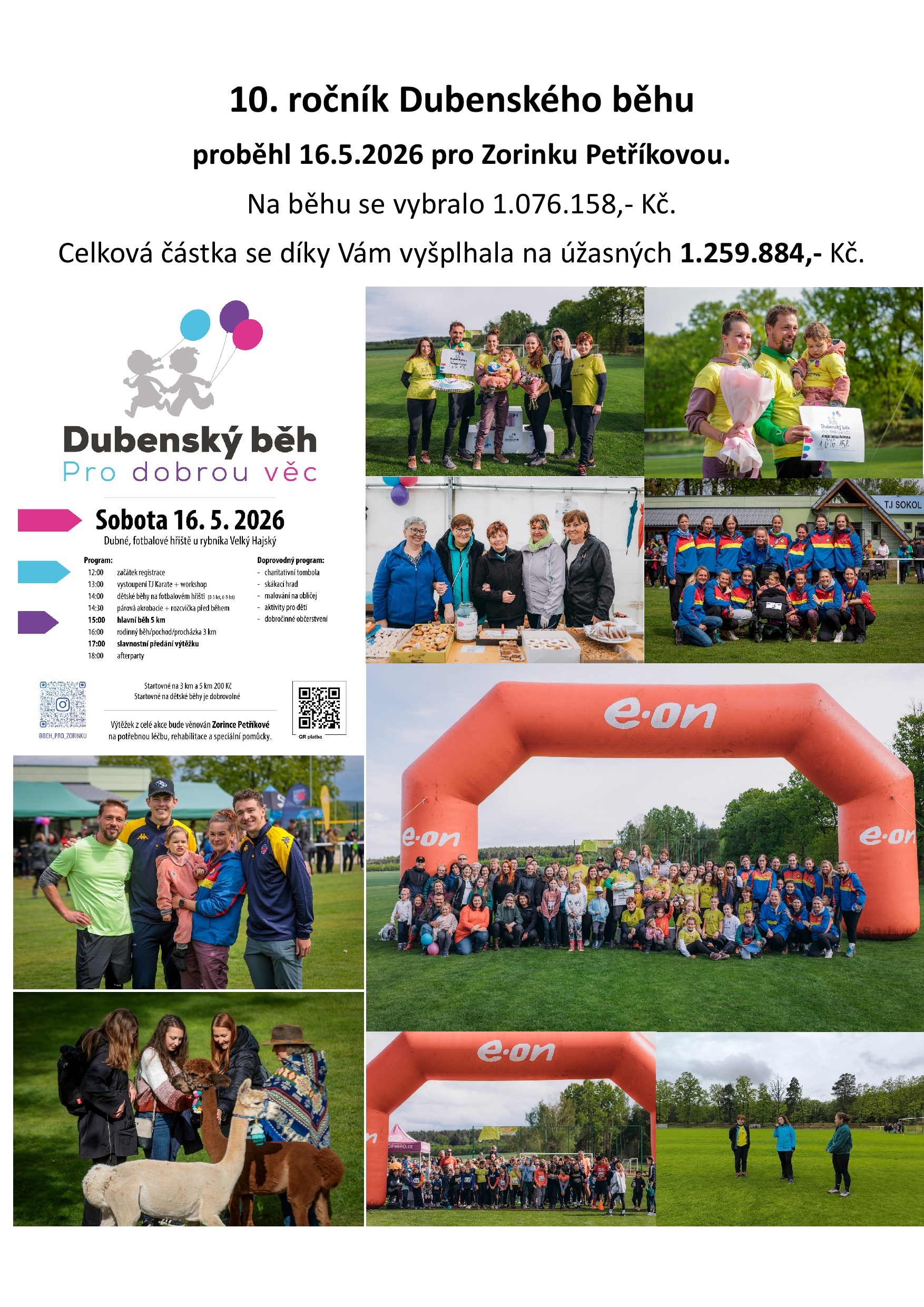 Vyhodnocení akce Dubenský běh pro dobrou věc - 10.ročník